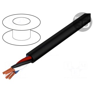Wire: loudspeaker cable | 4x2,5mm2 | stranded | Cu | black | PVC | 8.8mm