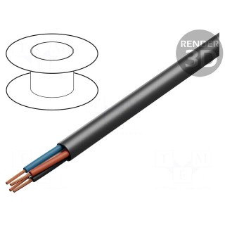 Wire: loudspeaker cable | 4x2.5mm2 | stranded | OFC | black | LSZH | 100V
