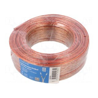 Wire: loudspeaker cable | stranded | CCA | transparent | PVC | 25m