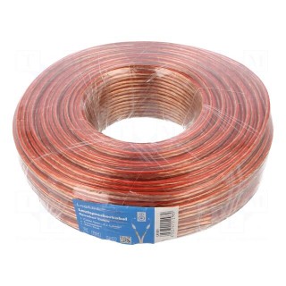 Wire: loudspeaker cable | stranded | CCA | transparent | PVC | 50m