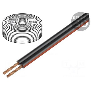 Wire: loudspeaker cable | TLYp | 2x1mm2 | stranded | Cu | black | PVC