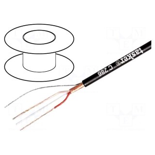Wire: microphone cable | 2x0,22mm2 | black | OFC | PVC FirestoP® | 100m