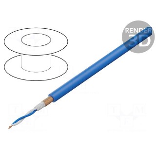 Wire: microphone cable | 2x0,22mm2 | blue | OFC | PVC | -15÷70°C | 100m