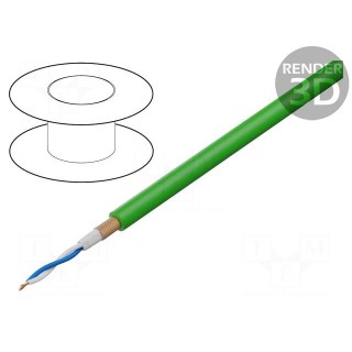 Wire: microphone cable | 2x0.22mm2 | green | OFC | -15÷70°C | PVC