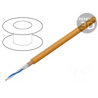 Wire: microphone cable | 2x0,22mm2 | orange | OFC | PVC | -15÷70°C | 100m
