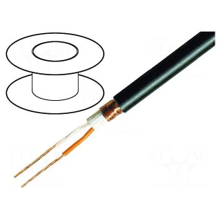 Wire: microphone cable | 2x0.25mm2 | black | OFC | -15÷70°C | PVC