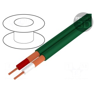 Wire: microphone cable | 2x0,25mm2 | green | OFC | PVC | -15÷70°C | 100m