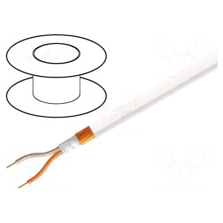 Wire: microphone cable | 2x0,25mm2 | white | OFC | PVC | -15÷70°C | 100m