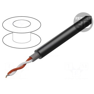 Wire: microphone cable | 2x0.35mm2 | black | OFC | -20÷70°C | CPR: Eca