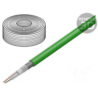 Wire: microphone cable | 2x0,35mm2 | green | OFC | PVC | -15÷70°C | 100m
