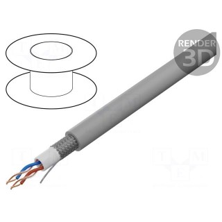 Wire: microphone cable | 2x2x0.22mm2 | grey | OFC | -15÷70°C | PVC