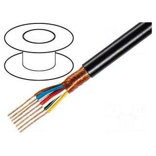 Wire: microphone cable | 7x0,25mm2 | black | OFC | PVC | -15÷70°C | 100m