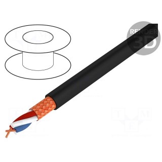 Wire: microphone cable | black | Cu | PVC | -25÷70°C | 6mm | audio
