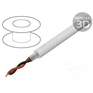 Wire: assembly | 2x0.5mm2 | stranded | -20÷70°C | Colour: white | 100m