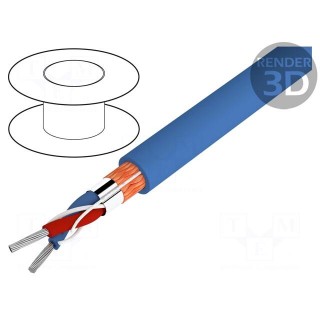 Wire: DMX | Core: stranded | 2x0,22mm2 | 110Ω | -30÷70°C | Colour: blue