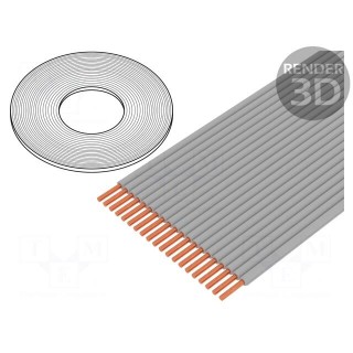 Wire: ribbon | 0.635mm | solid | Cu | 20x30AWG | unshielded | TPE | grey