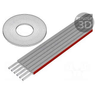 Wire: ribbon | 1.27mm | stranded | Cu | 6x28AWG | unshielded | PVC | grey