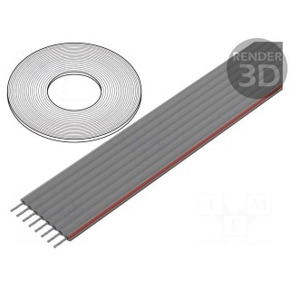 Wire: ribbon | 1mm | stranded | Cu | PVC | grey | 30.5m | 8x28AWG