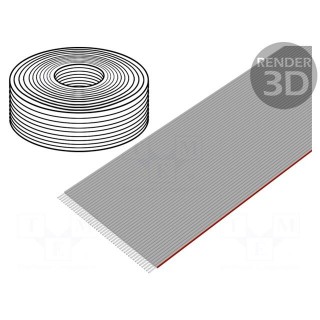 Wire: ribbon | 1mm | stranded | Cu | 44x28AWG | unshielded | PVC | grey