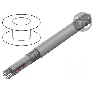 Wire: ribbon | round | 1.27mm | stranded | Cu | PVC | grey | 30.5m | 10x28AWG