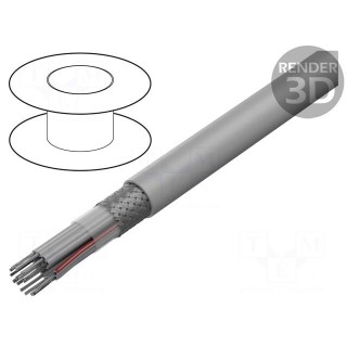 Wire: ribbon | round | 1.27mm | stranded | Cu | PVC | grey | 30.5m | 16x28AWG