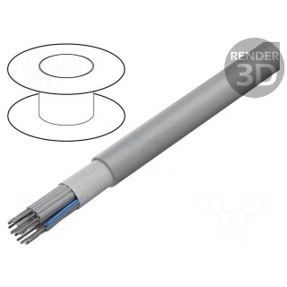 Wire: ribbon | round | 1.27mm | stranded | Cu | unshielded | PVC | grey