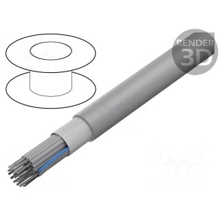 Wire: ribbon | round | 1.27mm | stranded | Cu | unshielded | PVC | grey