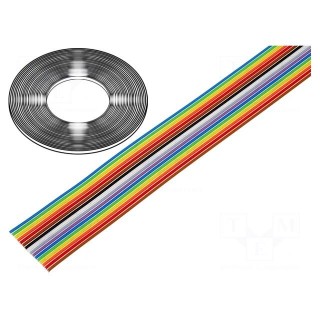 Wire: ribbon | 16x28AWG | 1.27mm | stranded | Cu | unshielded | PVC | 300V
