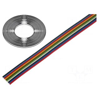 Wire: ribbon | 10x0.22mm2 | stranded | Cu | unshielded | PVC | 300V | 50m