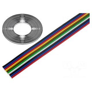 Wire: ribbon | stranded | Cu | 10x0,35mm2 | unshielded | PVC | 500V | 50m