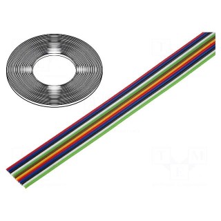 Wire: ribbon | stranded | Cu | 12x0,124mm2 | unshielded | PVC | 150V | 50m