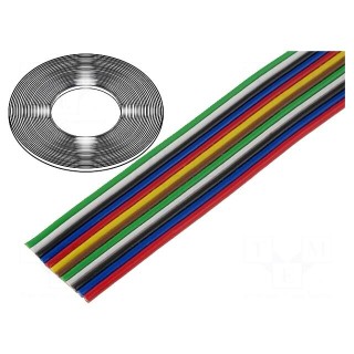 Wire: ribbon | stranded | Cu | 12x0,5mm2 | unshielded | PVC | 150V | 50m