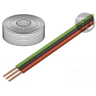 Wire: ribbon | FBK Toy | 3x0.25mm2 | stranded | Cu | PVC | red,blue,green