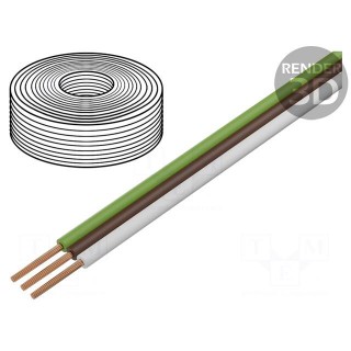 Wire: ribbon | stranded | 3x0,14mm2 | white,green,brown | 5m
