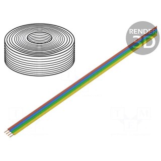 Wire: ribbon | stranded | 4x0,14mm2 | red,blue,green,yellow | 5m