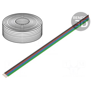 Wire: ribbon | stranded | 4x0,5mm2 | red,blue,black,green | 10m