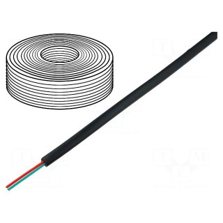 Wire: telecommunication cable | 2x28AWG | stranded | black | 500m