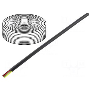 Wire: telecommunication cable | 4x28AWG | stranded | black | 100m