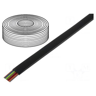 Wire: telecommunication cable | 8x28AWG | stranded | black | 100m