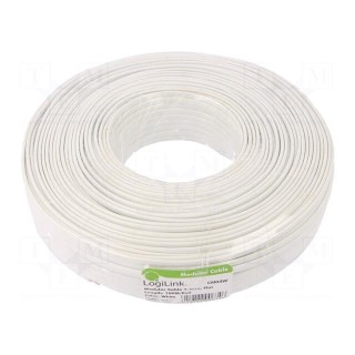 Wire: telecommunication cable | stranded | white | 100m | 0÷60°C