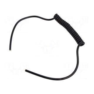 Wire: coiled | 3x0.15mm2 | unshielded | PUR | black | 300V | 0.1m | 0.4m