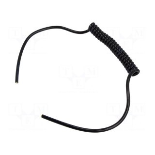 Wire: coiled | 3x0.5mm2 | unshielded | PUR | black | 300V | 0.2m | 0.8m