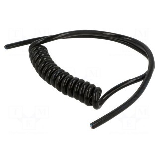 Wire: coiled | 2x0.75mm2 | unshielded | PUR | black | 300V,500V | 0.1m