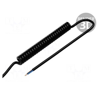 Wire: coiled | 2x0.75mm2 | unshielded | PUR | black | 300V,500V | 1.5m
