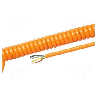 Wire: coiled | H05BQ-F | 5G0.75mm2 | unshielded | PUR | orange | 1m | 4m