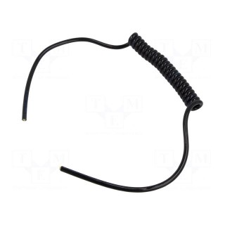 Wire: coiled | 3x0.15mm2 | unshielded | PUR | black | 300V | 0.2m | 0.8m