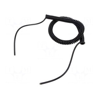 Wire: coiled | 3x0.15mm2 | unshielded | PUR | black | 300V | 0.8m | 3.2m