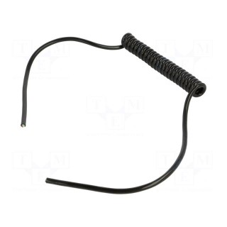 Wire: coiled | 3x0.22mm2 | unshielded | PUR | black | 300V | 0.1m | 0.4m