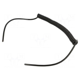 Wire: coiled | 3x0.22mm2 | unshielded | PUR | black | 300V | 0.2m | 0.8m