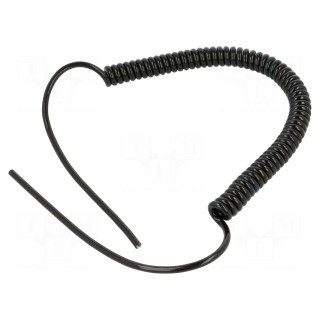 Wire: coiled | 3x0.22mm2 | unshielded | PUR | black | 300V | 0.3m | 1.2m